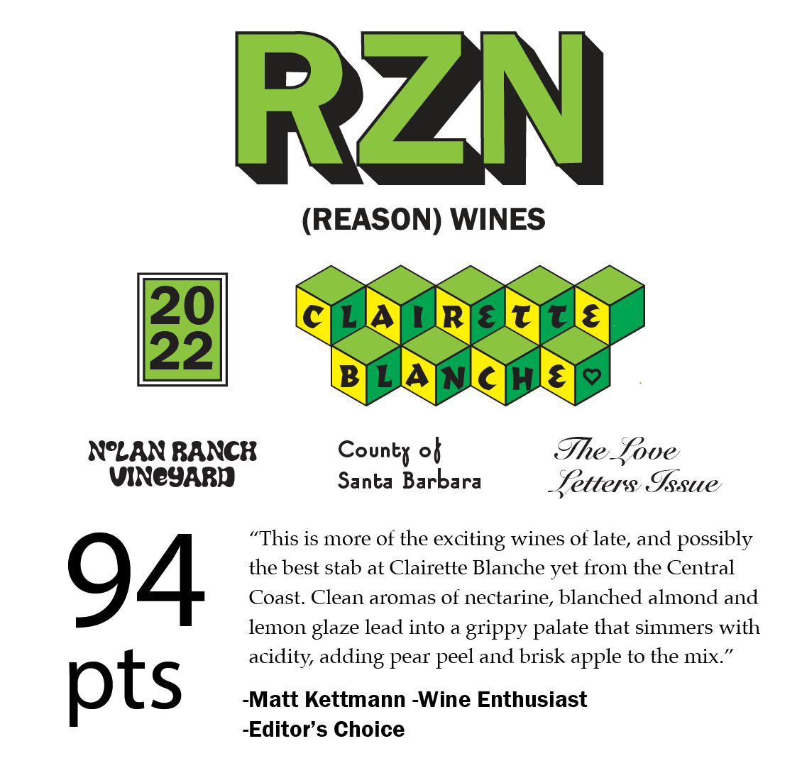 RZN Clairette Blanche Nolan Ranch Vineyard 2022 image 1
