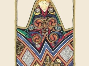Illumination Sauvignon Blanc 2018 label; A beige rectangular label with a smaller rectangle depicting a stained glass window occupying most of the space