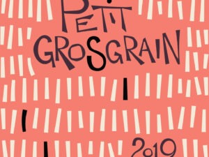 Petit Grosgrain label - pink with grey writing