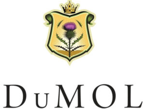 DuMOL; square white label with purple headed thistle on a yellow crowned shield