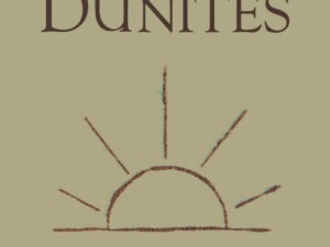 Dunites Albariño Islay Vineyard 2020 label; Gold label with dark block text and dark line drawing of a sinking sun