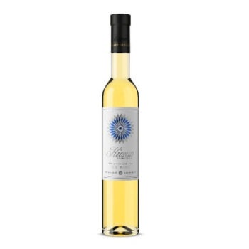 Kiona Chenin Blanc Ice Wine 2019 (375 ml); A long white rectangular label with a dark border.