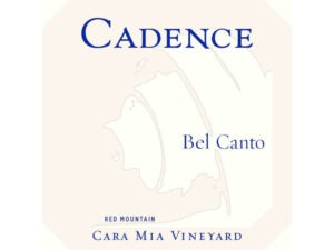 Cadence Bel Canto Cara Mia 2017; Beige abstract design on peach background, dark blue text