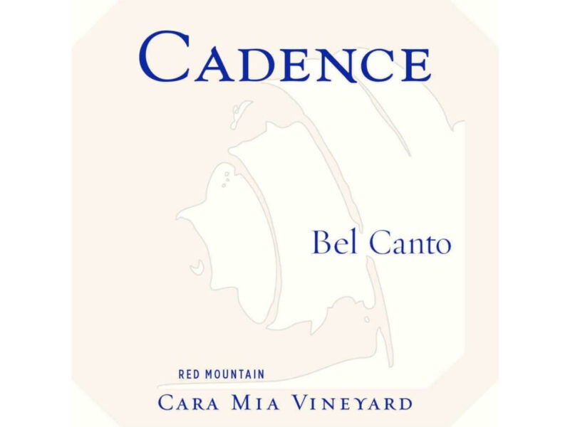 Cadence Bel Canto Cara Mia 2017; Beige abstract design on peach background, dark blue text