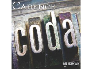CODA by Cadence 2018: Square label with monochrome upper & lower case text on an abstract background of subtly coloured blocks