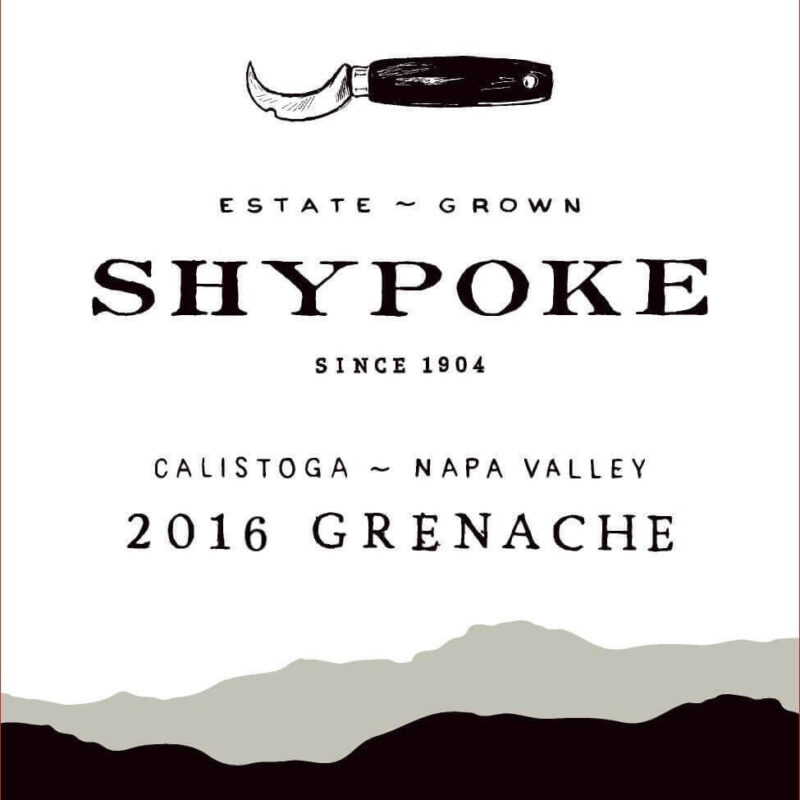 Shypoke wine label black and grey mountains on white