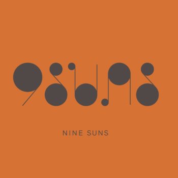 Nine Suns Sunbird 2018 label: Bright orange label with a black disc towards the top with black text beneath. Monochrome picture of a bird towards the bottom.